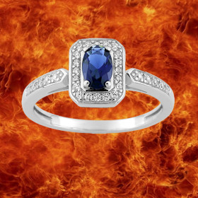 Bague Oxydes Zirconium bicolores Ovale Argent