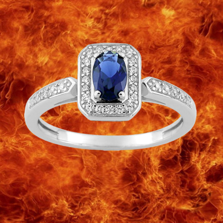 Bague Oxydes Zirconium bicolores Ovale Argent