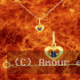 Pendentif Chaine Cœur Pierres Précieuses Or
