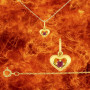 Pendentif Chaine Cœur Pierres Précieuses Or