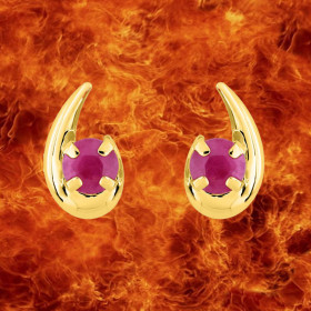 Boucles d'oreilles Créoles Rubis Or 9 Carats