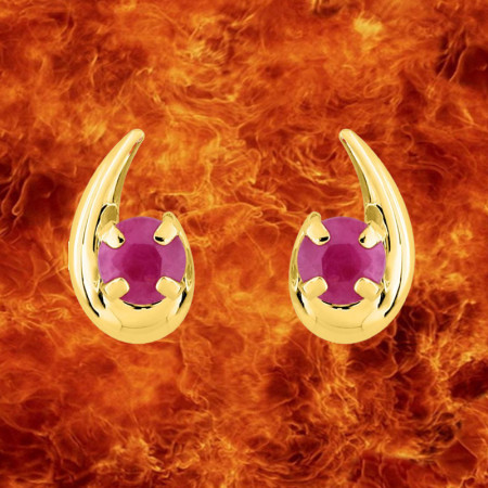 Boucles d'oreilles Créoles Rubis Or 9 Carats