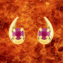 Boucles d'oreilles Créoles Rubis Or 9 Carats