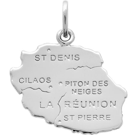 Pendentif Carte de la Réunion Argent