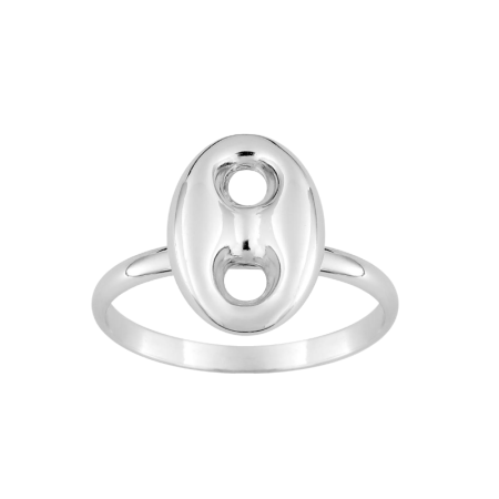Bague grain de café gris rhodié Argent