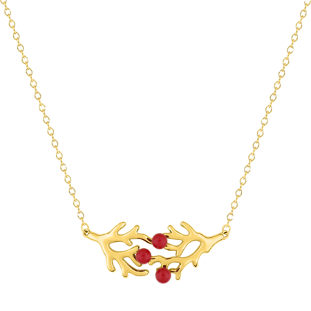 Collier Motif Corail Trilogie Plaqué Or