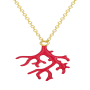 Collier Motif Corail Rouge Plaqué Or