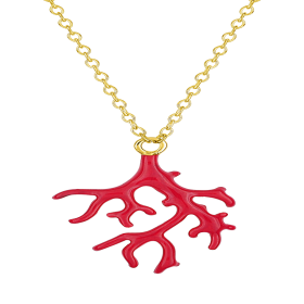 Collier Motif Corail Rouge Plaqué Or