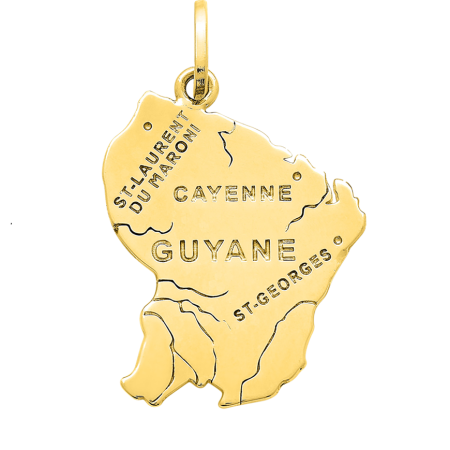 Pendentif Carte de la Guyane Plaqué Or