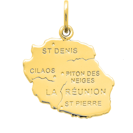 Pendentif Carte de la Réunion Plaqué Or