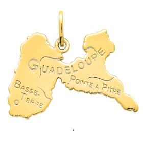 Pendentif Carte de la Guadeloupe Plaqué Or