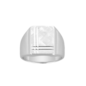 Chevalière plateau carré quadrillé 12 mm argent