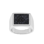 Chevalière rhodium noir laque transparente argent