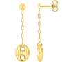 Boucles d'oreilles grain café Or Pendantes 18 Carats