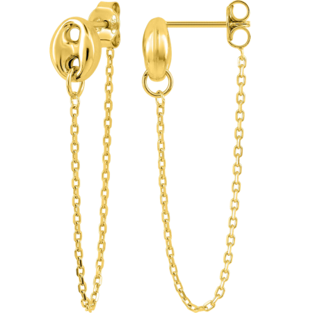 Boucles d'oreilles grain café Pendantes Plaqué or
