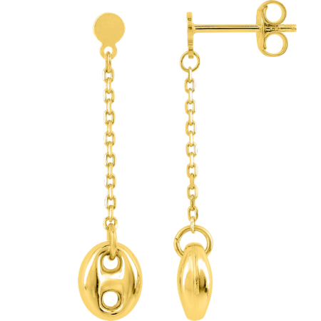 Boucles d'oreilles grain café Pendantes Plaqué or