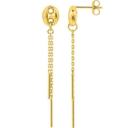 Boucles d'oreilles grain café Pendantes Plaqué or