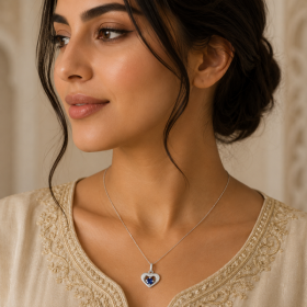 Pendentif Cœur Saphir 9 Carats