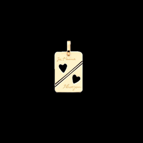 Pendentif plaque ajourée Je t'aime 2 Coeurs Or