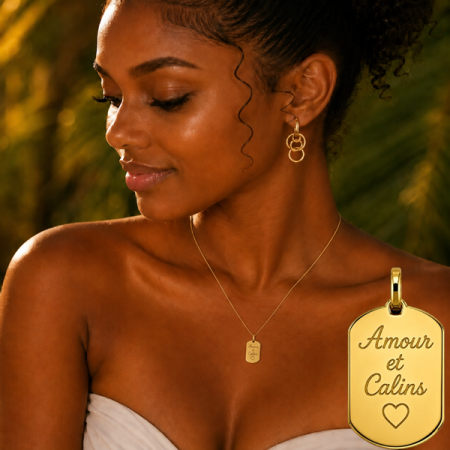 Pendentif Amour et calins Tonneau Or