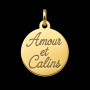Pendentif Amour et calins ronde Or
