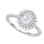 Bague Argent Ronde Zirconium Rhodié OZ