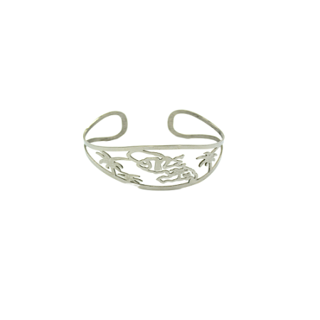 Bracelet jonc en acier doré carte Martinique 972