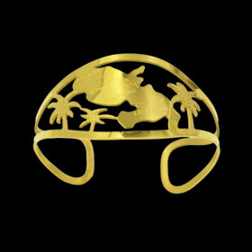 Bracelet jonc en acier doré carte Martinique