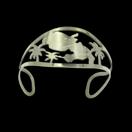 Bracelet jonc en acier doré carte Martinique
