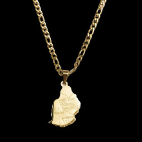 Collier et pendentif acier Carte Maurice