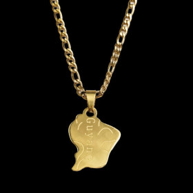 Collier et pendentif acier Carte Guyane