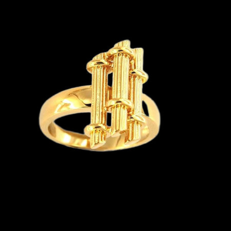 Bague Fagot Canne Plaqué Or