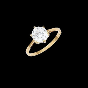 Bague Solitaire Griffes 8mm Plaqué Or