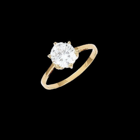 Bague Solitaire Griffes 8mm Plaqué Or