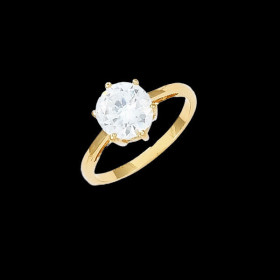 Bague Solitaire Griffes Plaqué Or