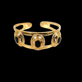 Bracelet Jonc Onyx Plaqué Or