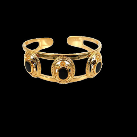 Bracelet Jonc Onyx Plaqué Or