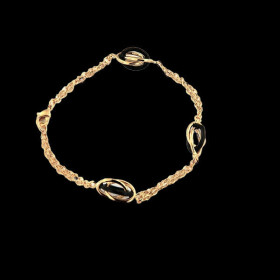 Bracelet Forçat Émail Noir Plaqué Or