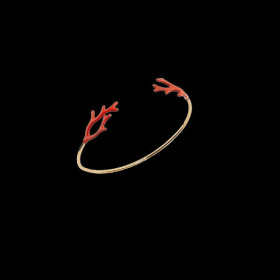 Bracelet Imitation Corail Plaqué Or