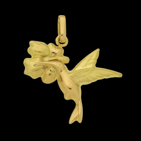 Pendentif Or 18 Carats COLIBRI HIBISCUS
