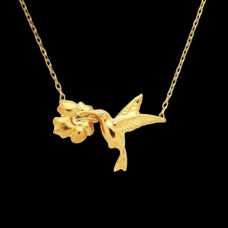 Collier Créole Colibri Hibiscus FDI030 Or