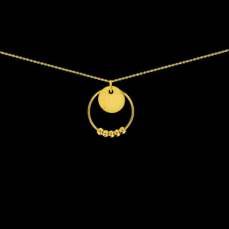Collier Créole Or Cercle Boules Plaque Ronde