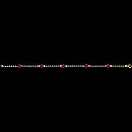 10Bracelet Or 18 Carats Forcat 5 Grenats