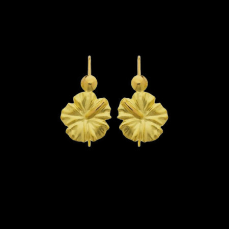 Boucles d'Oreilles pendante hibiscus or