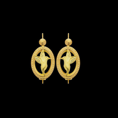 Boucles d'Oreilles 18 carats pendante COLIBRIS