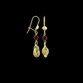 Boucle D'Oreille Or 18 Carats Forcat et Grenat