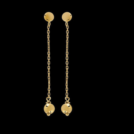 Boucle D'Oreille Or 18 Carats Pendant Boule
