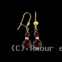 Boucle D'Oreille Pendant Boule&Grenat
