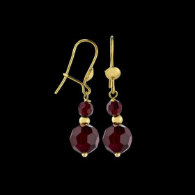 Boucle D'Oreille Pendant Boule&Grenat