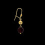 Boucle D'Oreille Pendant Or Boule Grenat